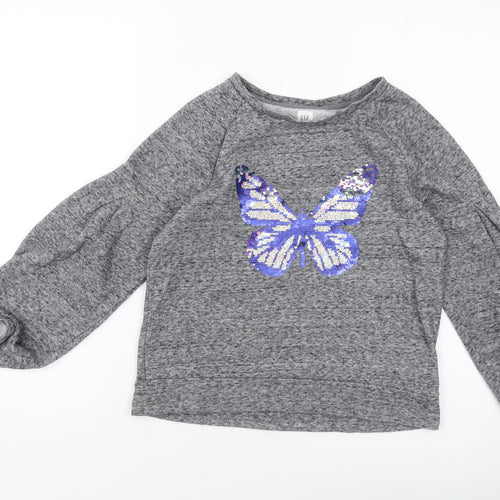 Ga[p Girls Grey Cotton Pullover Sweatshirt Size 13-14 Years Pullover