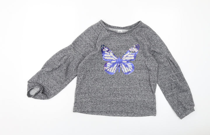 Ga[p Girls Grey Cotton Pullover Sweatshirt Size 13-14 Years Pullover