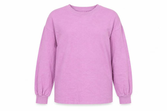 Front view of Next girls’ purple cotton pullover sweatshirt, size 12, years pullover