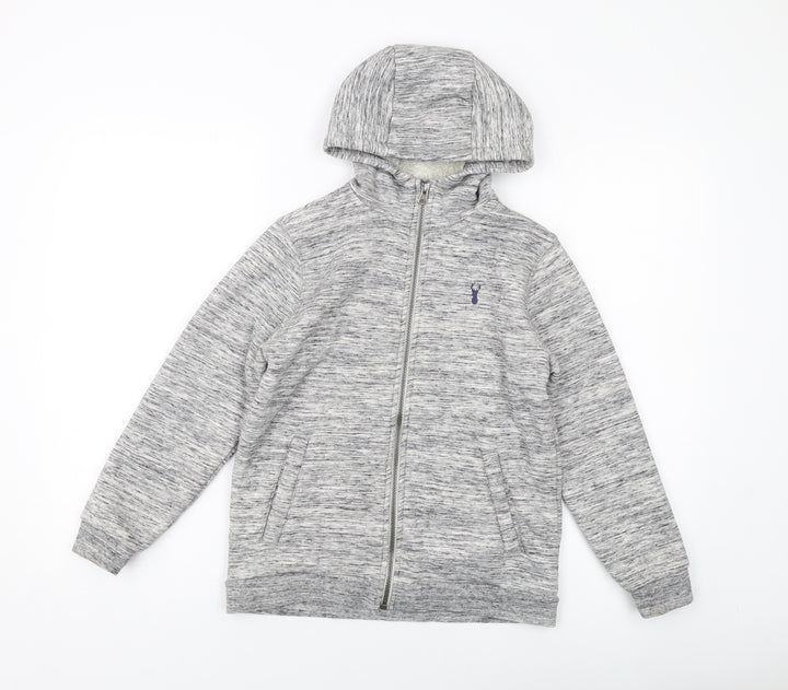 NEXT Boys Grey Polyester Full Zip Hoodie Size 10 Years Zip