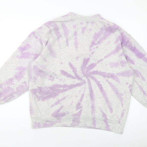 H&M Womens Grey Geometric Cotton Pullover Sweatshirt Size S Pullover