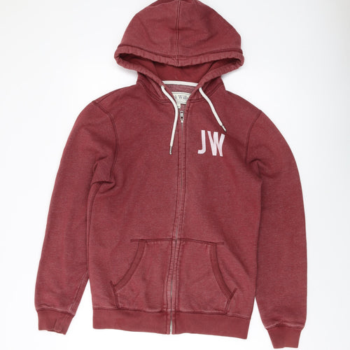 Jack Wills Mens Red Cotton Full Zip Hoodie Size XS