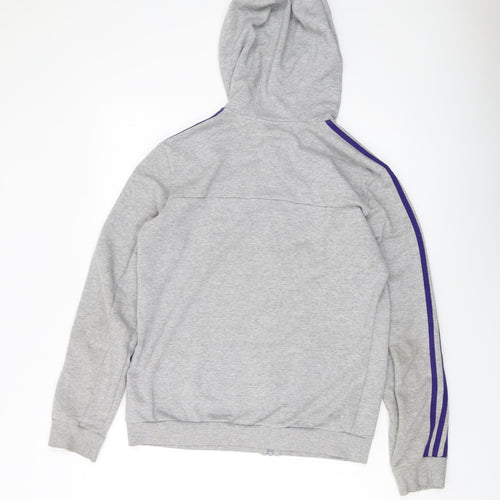 adidas Womens Grey Cotton Full Zip Hoodie Size 12 Zip