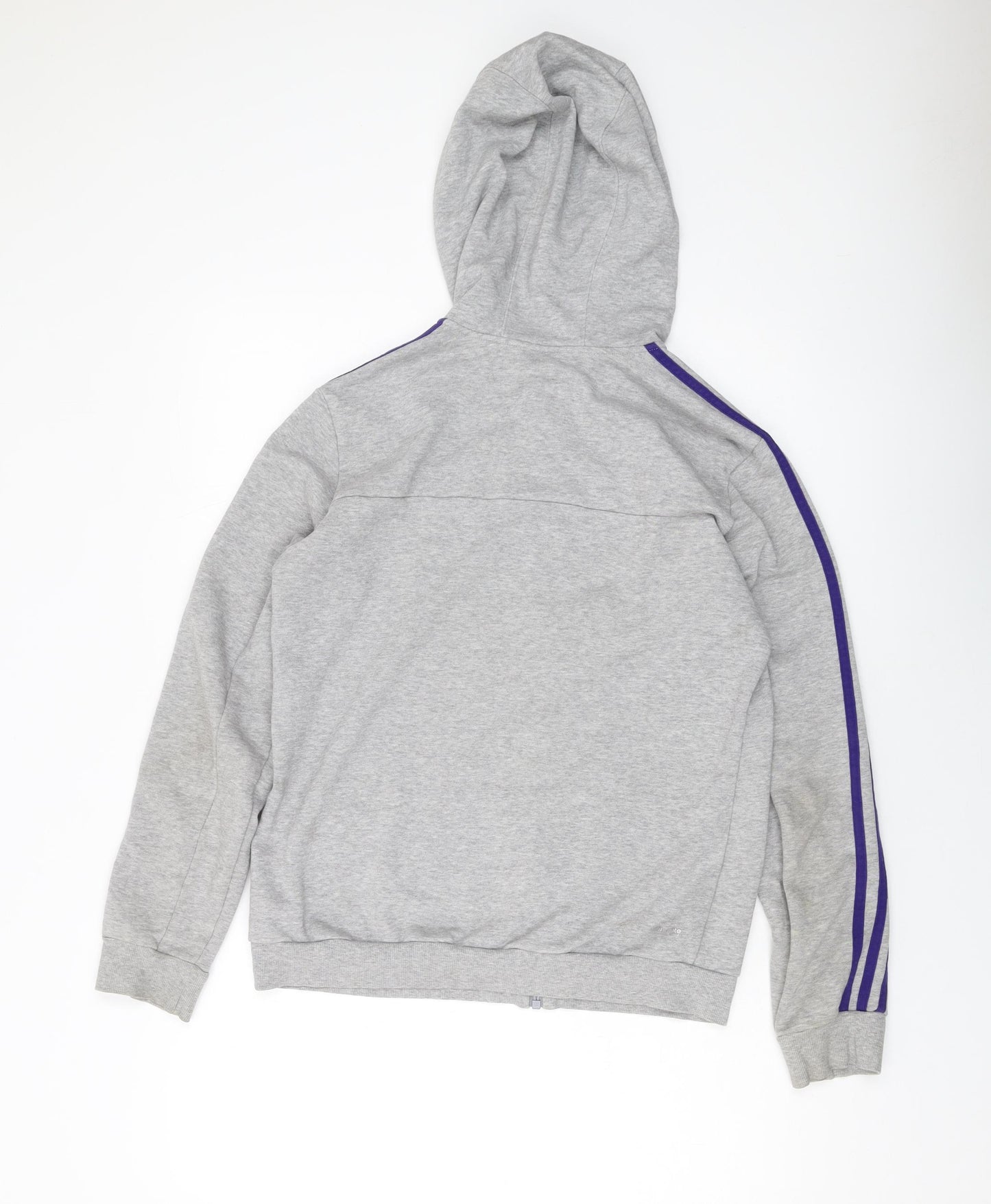 adidas Womens Grey Cotton Full Zip Hoodie Size 12 Zip
