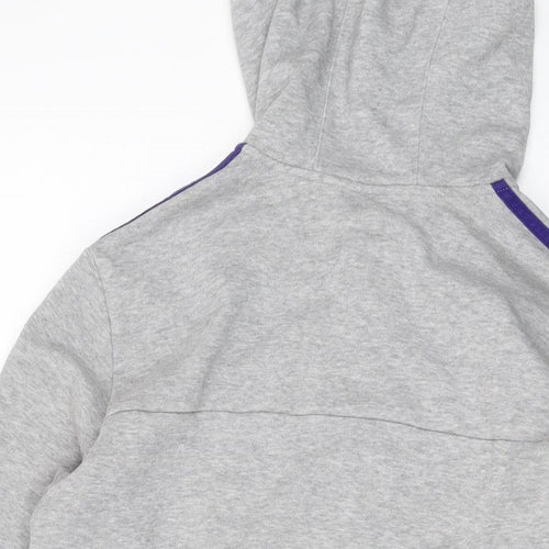adidas Womens Grey Cotton Full Zip Hoodie Size 12 Zip