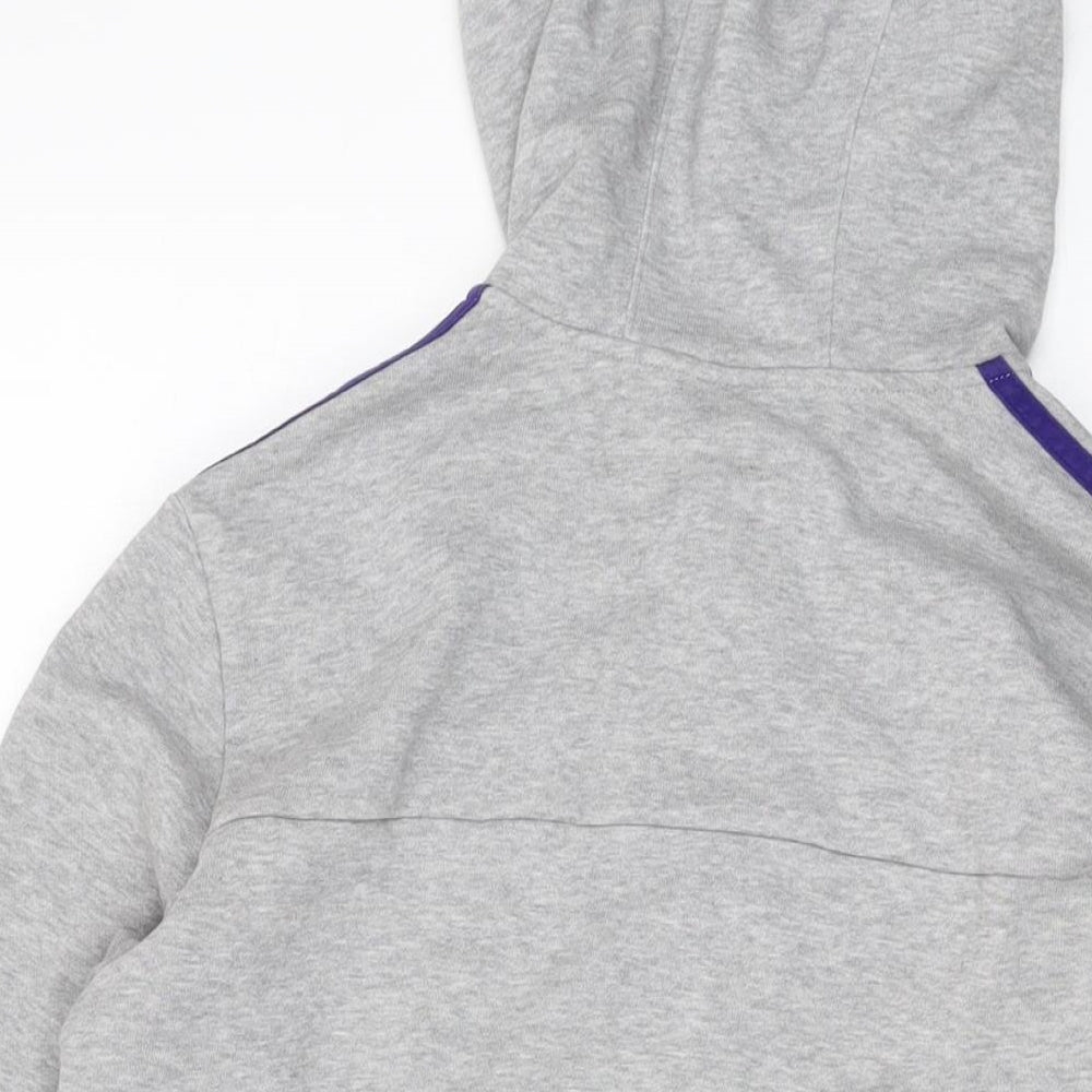 adidas Womens Grey Cotton Full Zip Hoodie Size 12 Zip