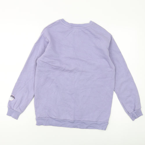 New Look Girls Purple Cotton Pullover Sweatshirt Size 10-11 Years Pullover