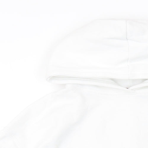 Zara Womens White Cotton Pullover Hoodie Size S Pullover