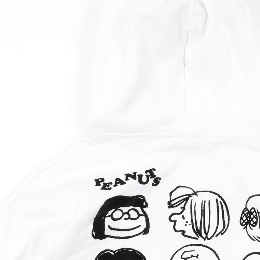 Zara Womens White Cotton Pullover Hoodie Size S Pullover