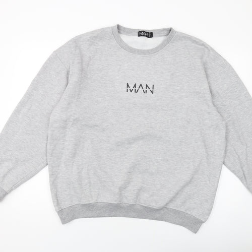 Boohoo Mens Grey Cotton Pullover Sweatshirt Size L