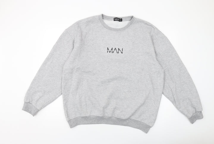 Boohoo Mens Grey Cotton Pullover Sweatshirt Size L