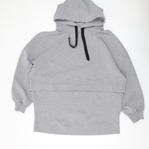 Zara Womens Grey Polyester Pullover Hoodie Size S Pullover