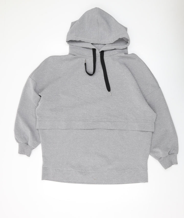 Zara Womens Grey Polyester Pullover Hoodie Size S Pullover