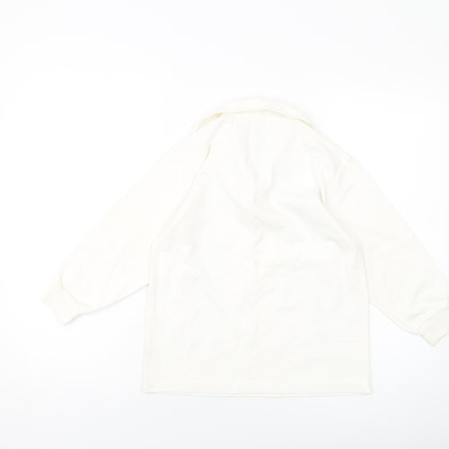 BHS Boys Ivory Cotton Pullover Sweatshirt Size 7-8 Years Button
