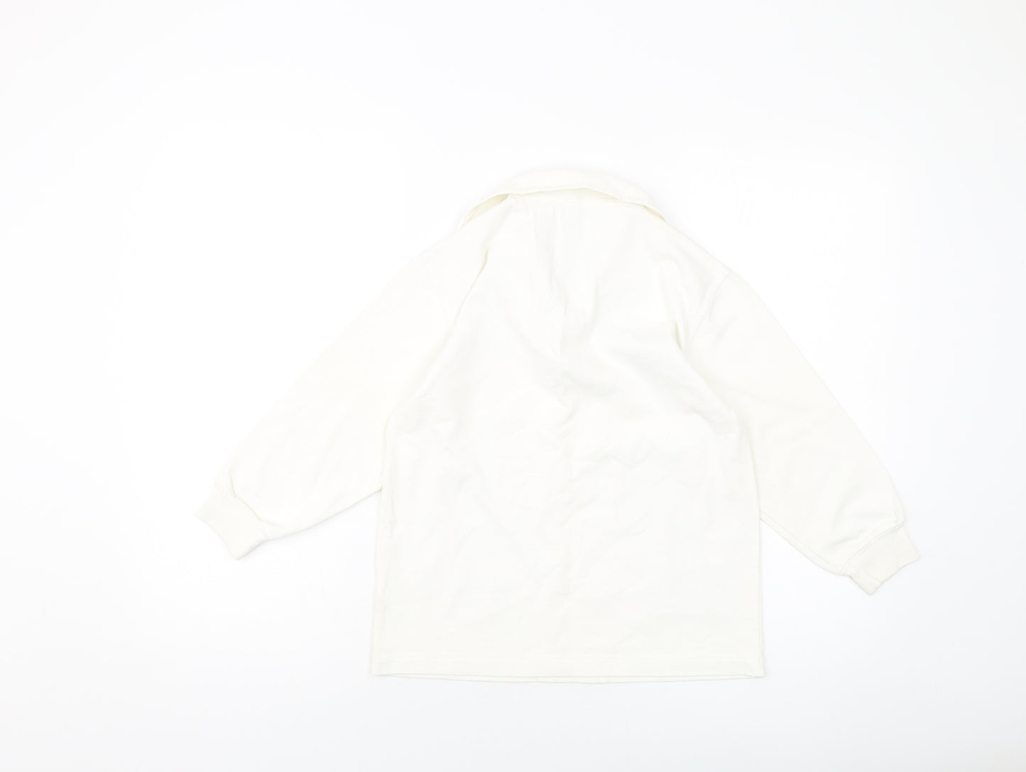 BHS Boys Ivory Cotton Pullover Sweatshirt Size 7-8 Years Button
