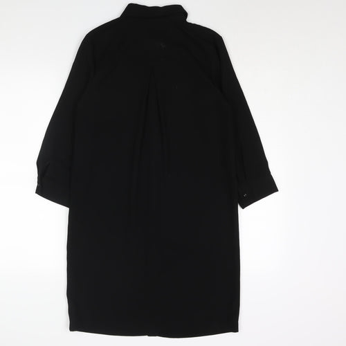 Warehouse Womens Black Polyester Shirt Dress Size 8 Collared Button - Lace Detail