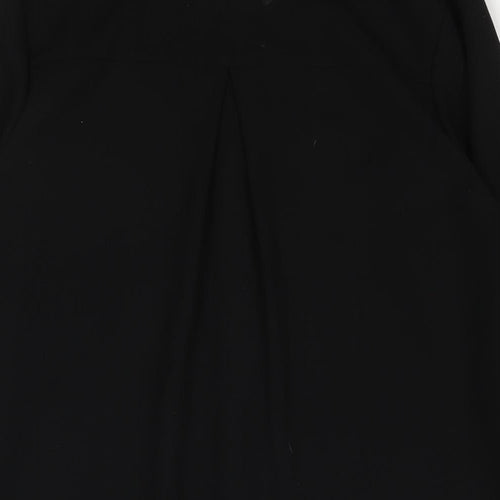 Warehouse Womens Black Polyester Shirt Dress Size 8 Collared Button - Lace Detail
