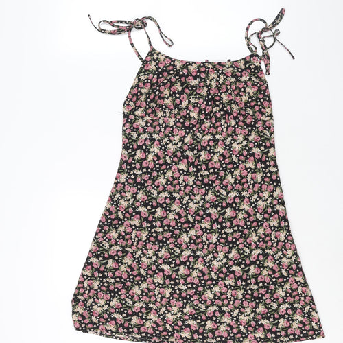 Nasty Gal Womens Multicoloured Floral Polyester A-Line Size 8 Scoop Neck Tie