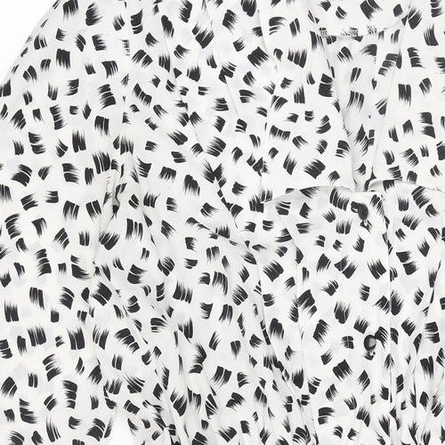 Parigi Womens White Geometric Polyester Shift Size 14 V-Neck Pullover - Vintage Collared