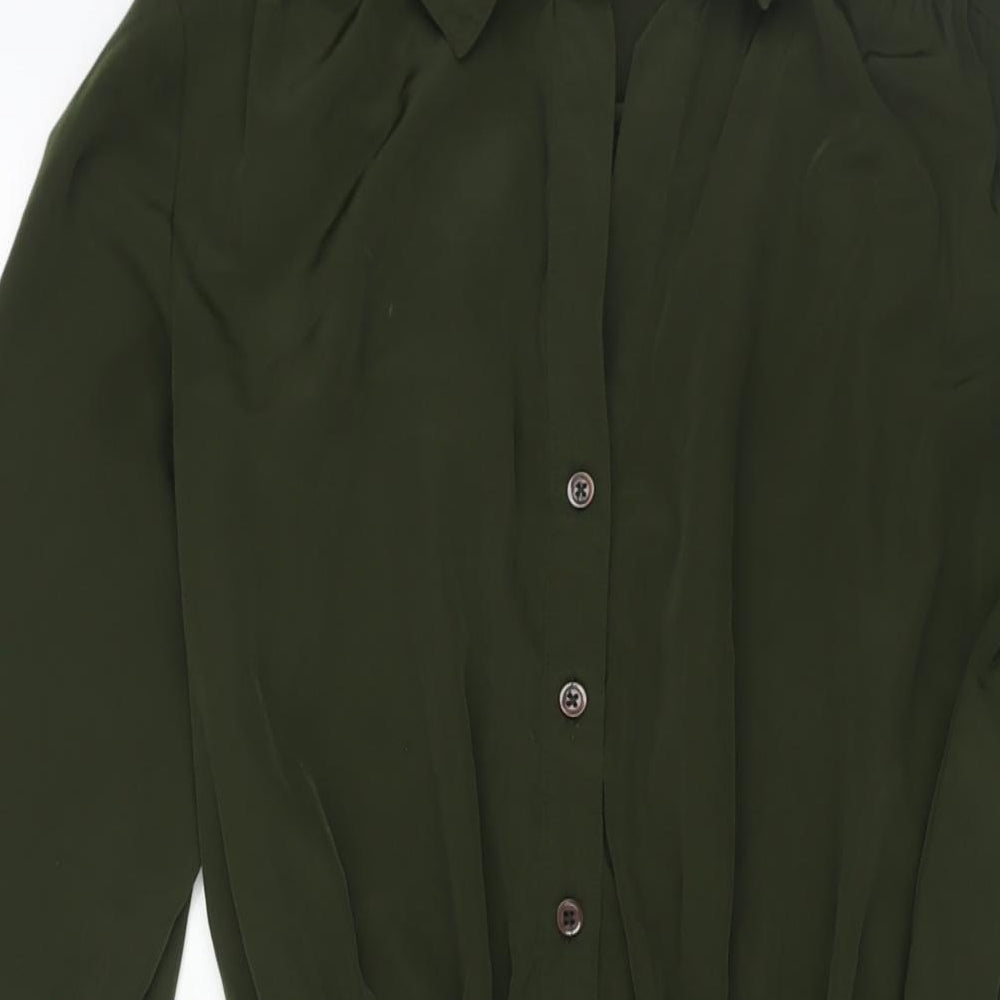 NEXT Womens Green Polyester Shirt Dress Size 10 Collared Button - Drawstring Waist