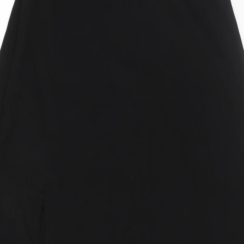 PRETTYLITTLETHING Womens Black Polyester Maxi Size 8 Square Neck Zip - Backless Tie