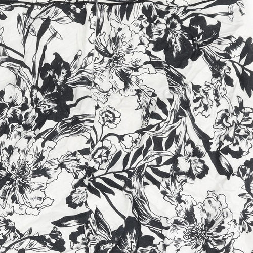 Marks and Spencer Womens White Floral Linen A-Line Skirt Size 10 Zip