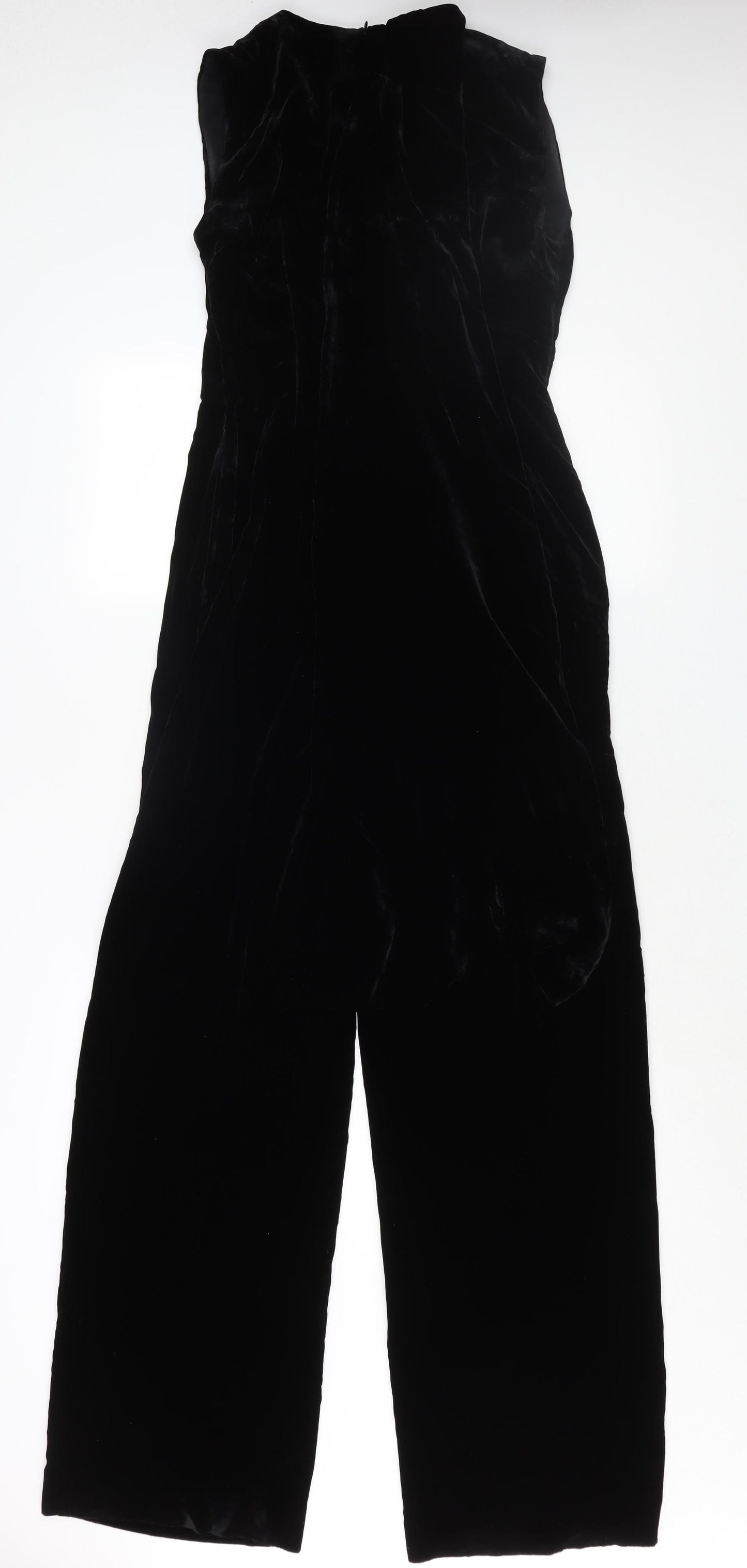 Massimo Dutti Womens Black Viscose Jumpsuit One-Piece Size 6 L33 in Zip - Wrap Scarf Detail