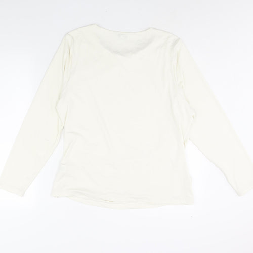 Marks and Spencer Womens Ivory Polyester Basic Blouse Size 20 Round Neck - Rouched
