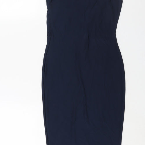 Misspap Womens Blue Polyester Bodycon Size 8 Cowl Neck Pullover