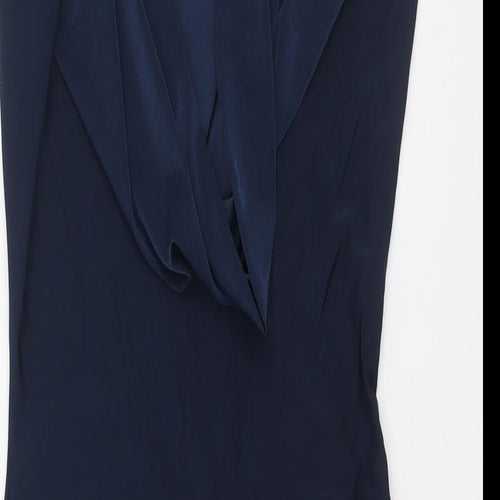 Misspap Womens Blue Polyester Bodycon Size 8 Cowl Neck Pullover