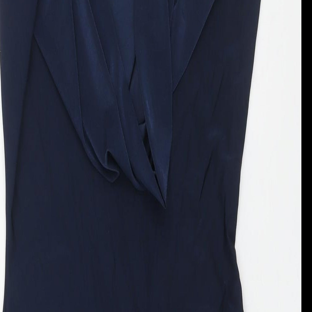 Misspap Womens Blue Polyester Bodycon Size 8 Cowl Neck Pullover