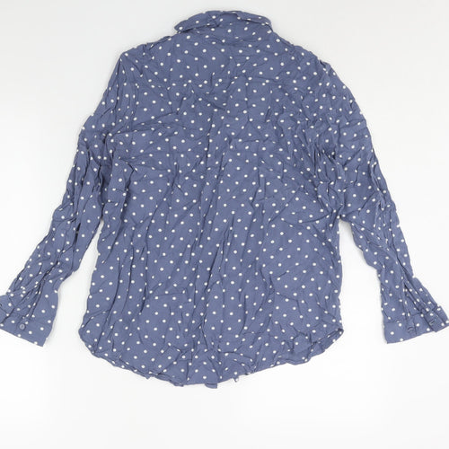 Divided by H&M Womens Blue Polka Dot Viscose Basic Button-Up Size 10 Collared