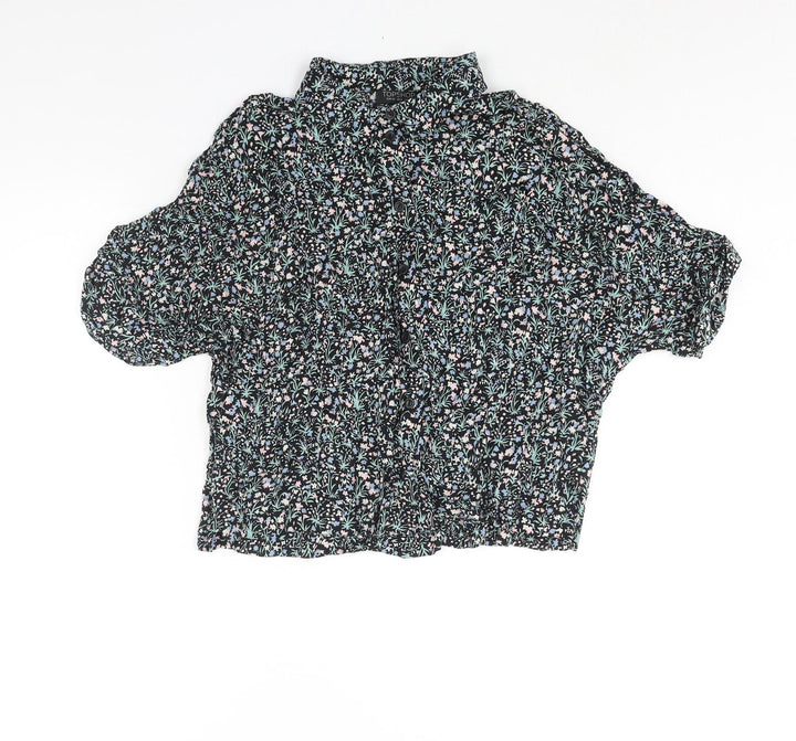 Topshop Womens Multicoloured Floral Viscose Basic Button-Up Size 12 Collared