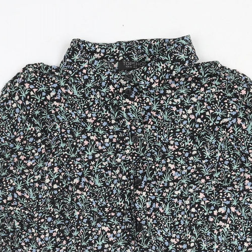 Topshop Womens Multicoloured Floral Viscose Basic Button-Up Size 12 Collared