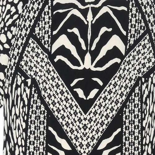 Marks and Womens Black Geometric Polyester Bodycon Size 14 Round Neck Pullover