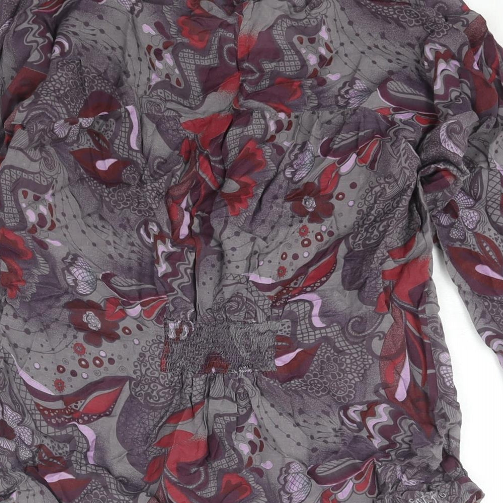 Fat Face Womens Grey Geometric Polyester Basic Blouse Size 10 Boat Neck