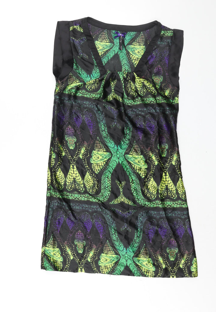 NEXT Womens Multicoloured Geometric Polyester Shift Size 8 V-Neck Pullover - Scale Print
