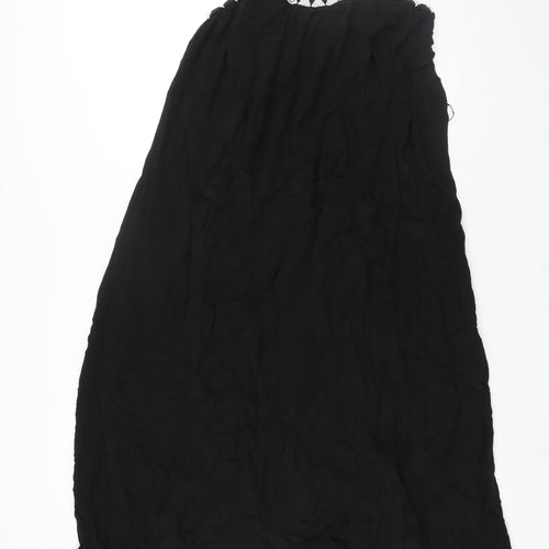 Zara Womens Black Cotton Maxi Size XS Scoop Neck Pullover - Beaded Neckline