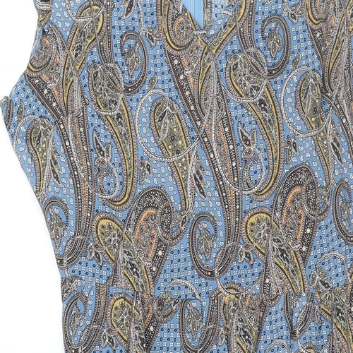 QED London Womens Multicoloured Paisley Polyester Maxi Size 14 V-Neck Zip - Front Slit Frill