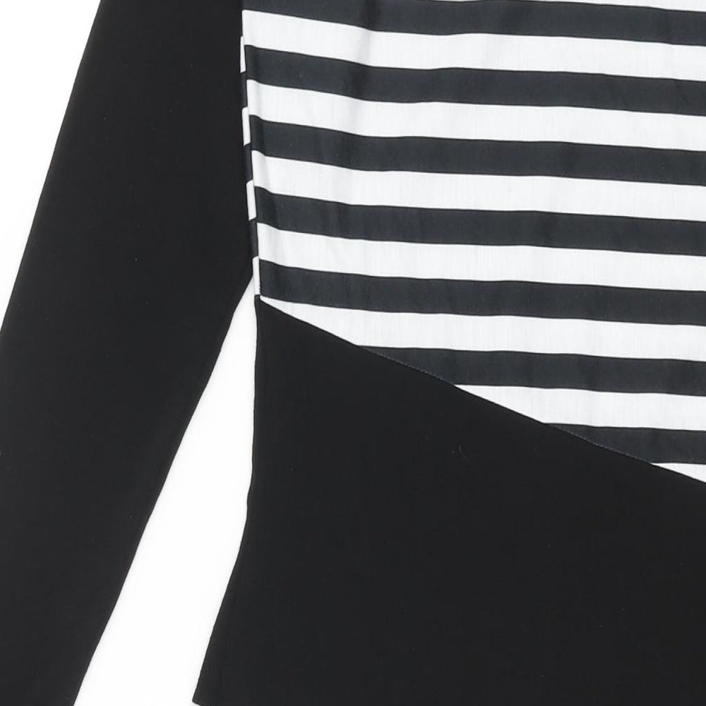 River Island Womens Black Geometric Polyester Bodycon Size 12 Boat Neck Pullover - Stripe