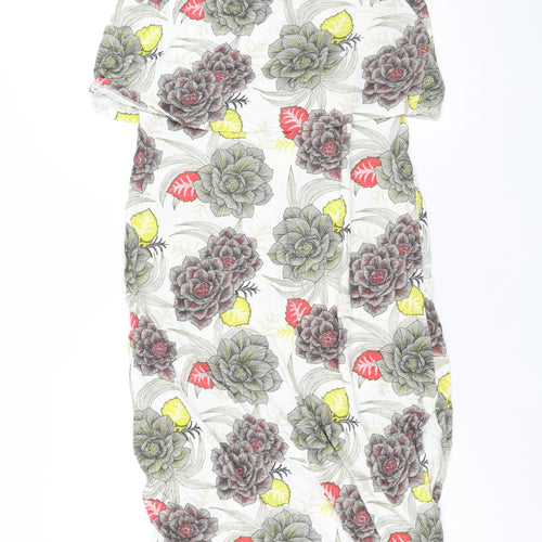 NEXT Womens Multicoloured Floral Cotton Maxi Size 14 Round Neck Tie - Side Slits Tassle