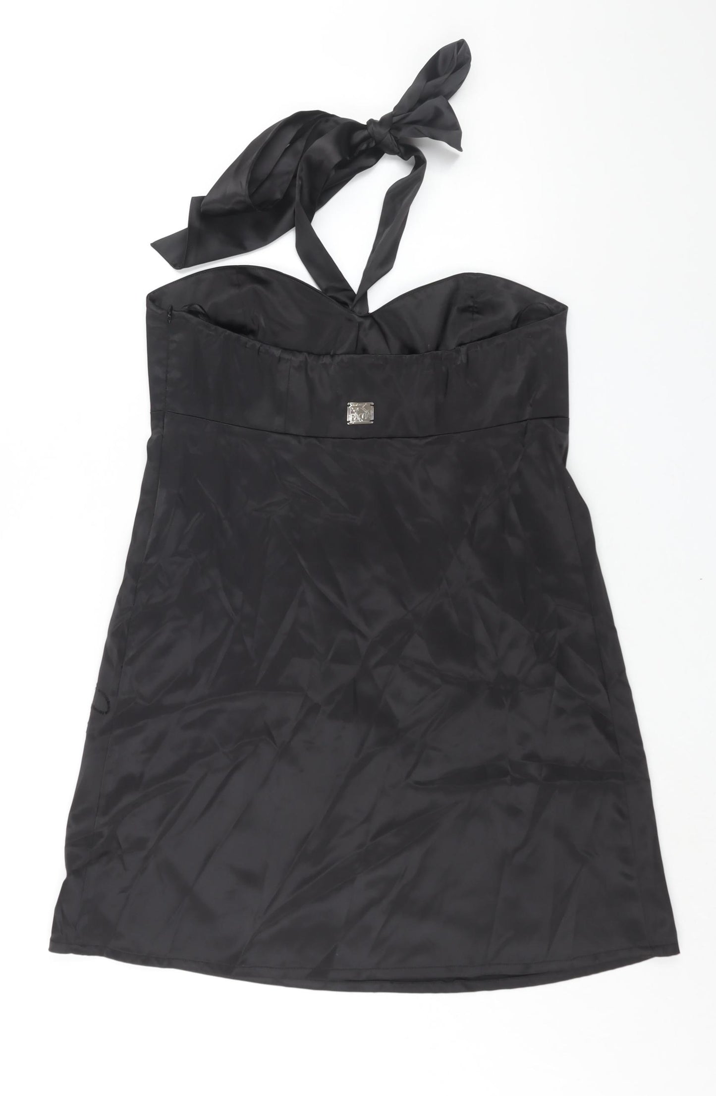 Pure Womens Black Polyester A-Line Size 12 Halter Zip - Floral Sequin