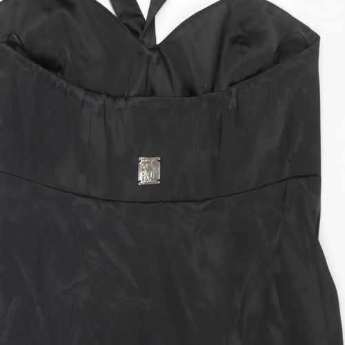 Pure Womens Black Polyester A-Line Size 12 Halter Zip - Floral Sequin