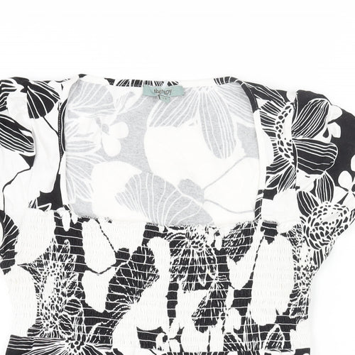 Therapy Womens Black Floral Viscose A-Line Size 12 Square Neck Pullover