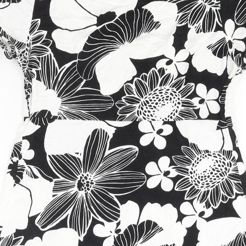 Therapy Womens Black Floral Viscose A-Line Size 12 Square Neck Pullover