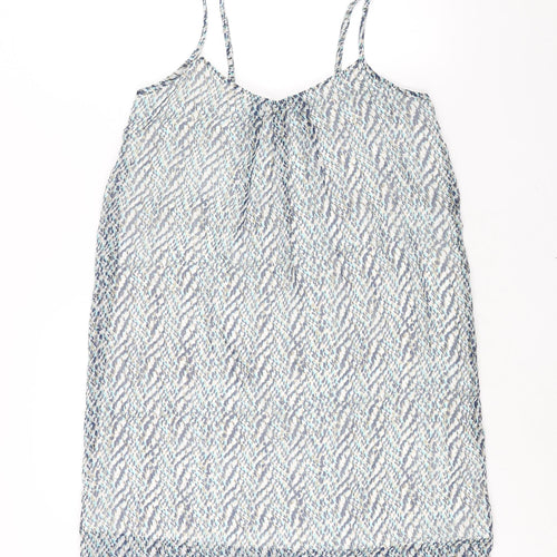 Only Womens Blue Geometric Polyester Tank Dress Size 8 Scoop Neck Pullover