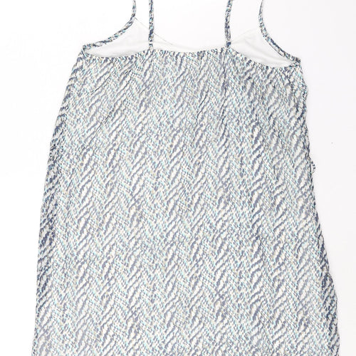 Only Womens Blue Geometric Polyester Tank Dress Size 8 Scoop Neck Pullover
