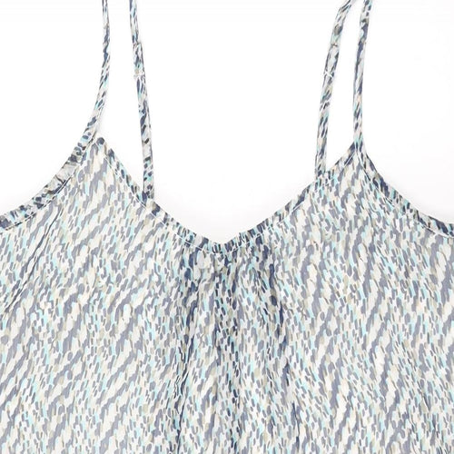 Only Womens Blue Geometric Polyester Tank Dress Size 8 Scoop Neck Pullover
