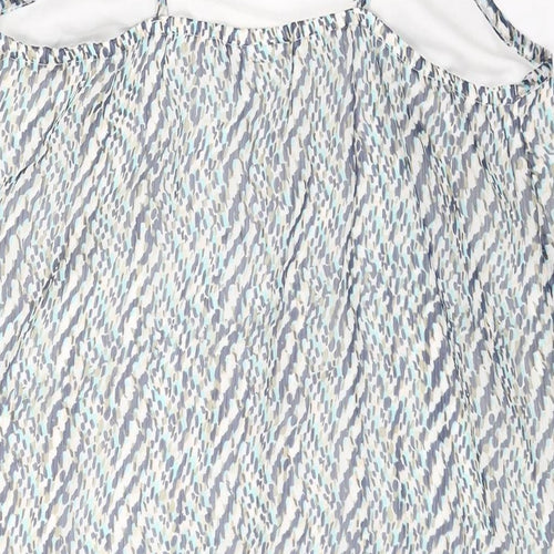 Only Womens Blue Geometric Polyester Tank Dress Size 8 Scoop Neck Pullover