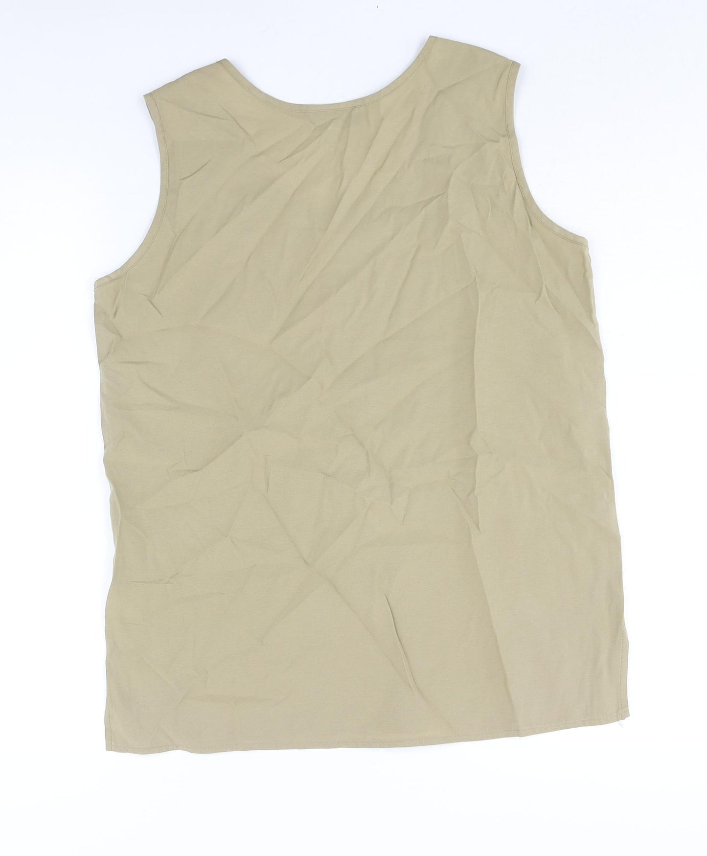 Nice Day Womens Green Polyester Camisole Blouse Size 14 Round Neck